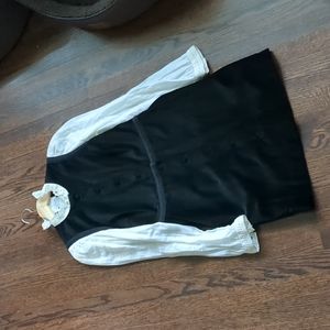 & Other Stories Velvet Black White Ruffle Puffy Sleeves Mini Dress